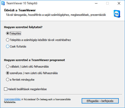 teamviewer telepítése